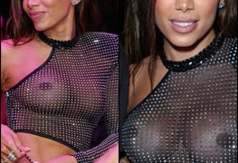 Anitta pelada com vestido transparente em festa