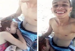 Colocou namorada novinha pra mamar na praia escondido