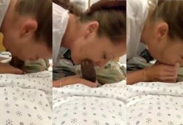 Enfermeira caiu na net pagando boquete para o paciente sacana