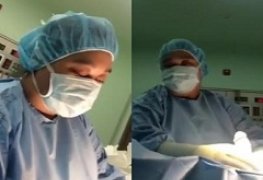 Enfermeira punhetando o paciente antes da cirurgia