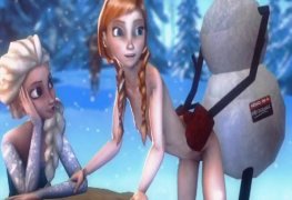 Novinhas Elsa e Anna dando na neve